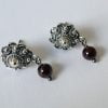 Sterling Silver Dutch Jewellery Earrings 0.39 inches (10mm) with Garnet - Image 5