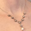 Sterling Silver Dutch Jewellery Y-shaped Necklace holding 9 Zeeuwse Knopen and a Pearl