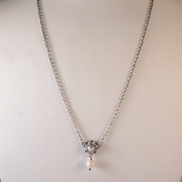 Silver Necklace with Zeeland knoop 10mm with Pearl - Image 2