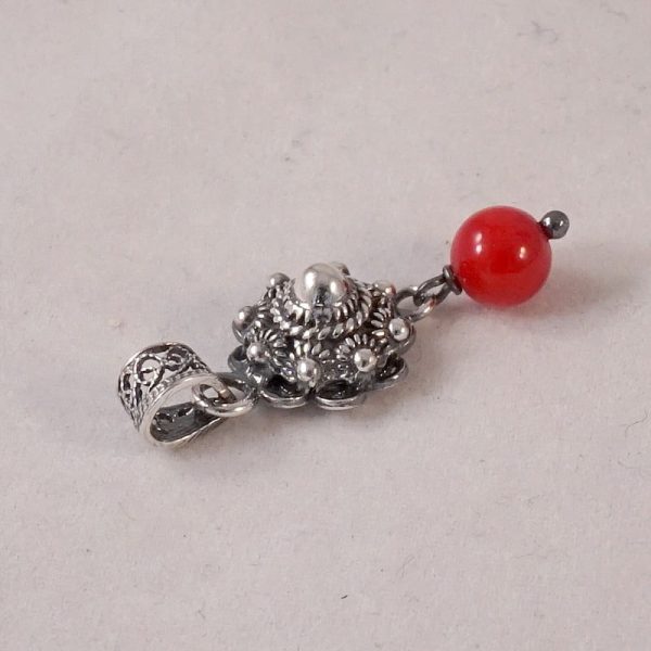 Silver Pendant with 10mm Zeeuwse Knoop and Red Coral - Image 5