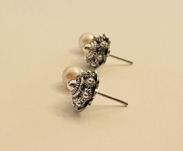 10mm Zeeuwse knoop Stud Earrings with Pearl - Image 3