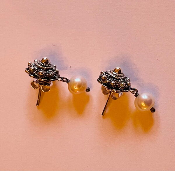 10mm Zeeuwse knoop Stud Earrings with Pearl - Image 7
