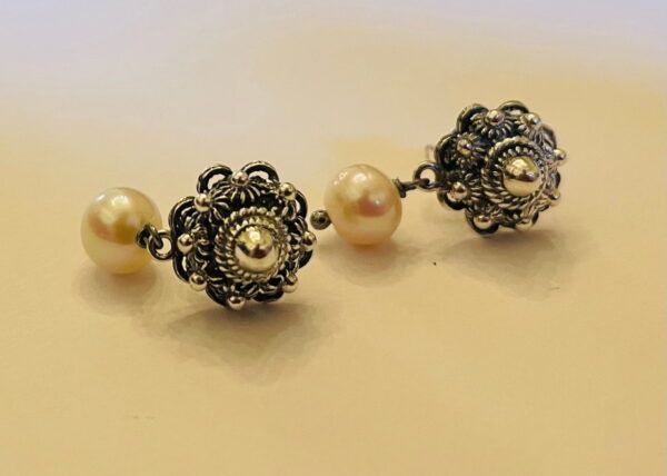 10mm Zeeuwse knoop Stud Earrings with Pearl - Image 9