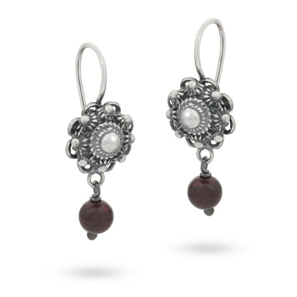 10mm Zeeland Button Earrings with Garnet