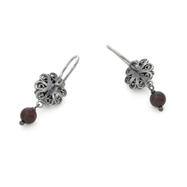 10mm Zeeland Button Earrings with Garnet - Image 3