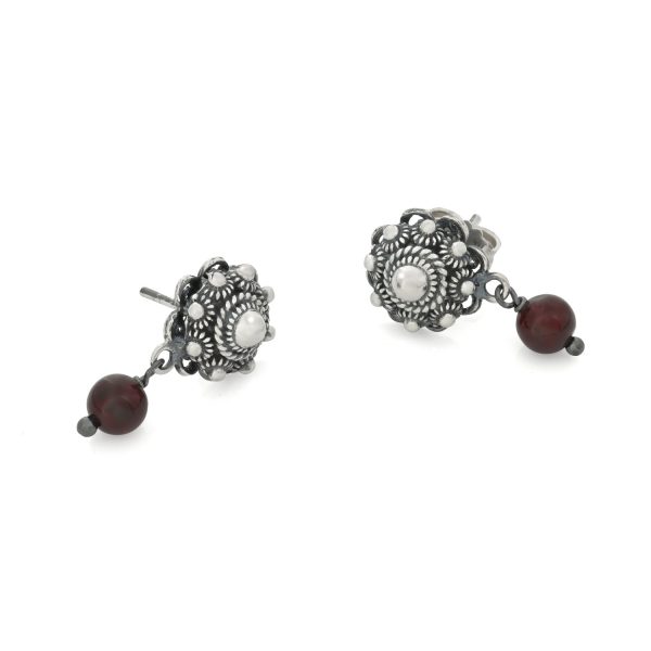 10mm Zeeuwse Knop Oorstekers met Granaat - Afbeelding 2