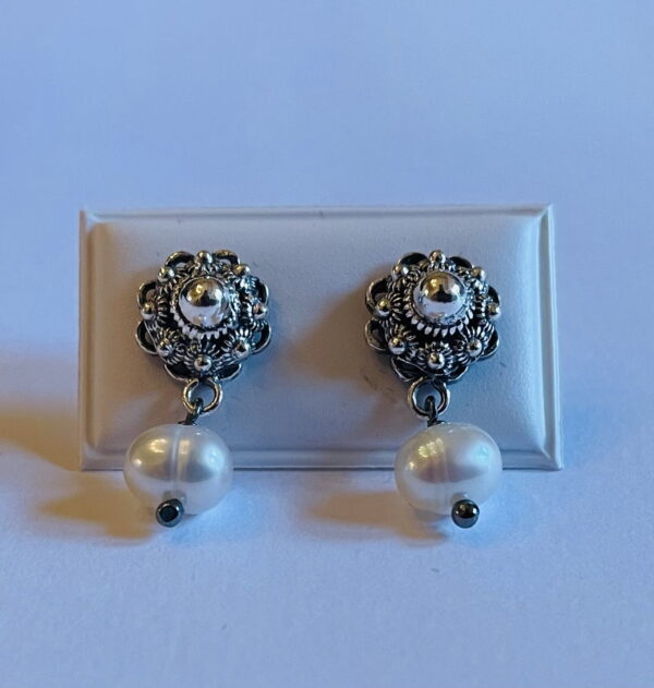 Zilveren Zeeuwse Knoop 8mm Oorbellen met Parel